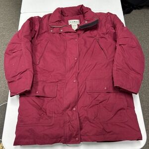L.L. Bean Goose Down Parka Womens Large Maroon Goose Down Insulated Long Coat